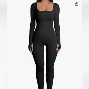 yoga jumpsuit romper onesie black ribbed fitted size small NWOT